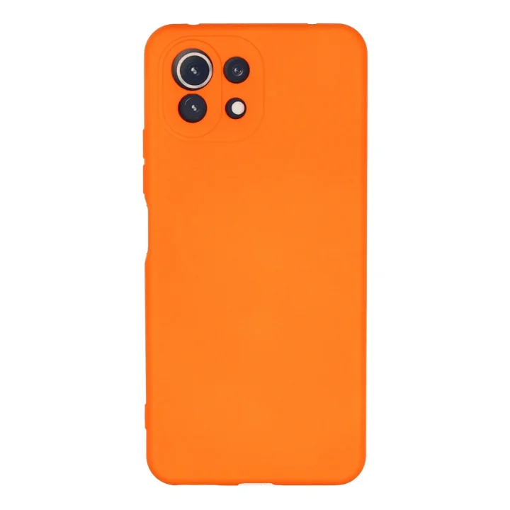 Mey İthalat®  Xiaomi Mİ 11 Lite Kılıf Nano içi Kadife Silikon - Turuncu