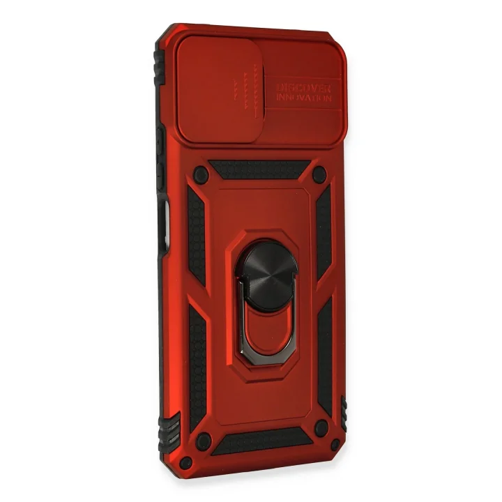 Mey İthalat®  Xiaomi Mİ 11 Lite Kılıf Pars Lens Yüzüklü Silikon - Kırmızı