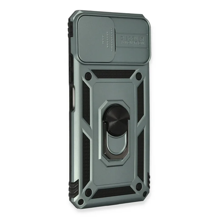 Mey İthalat®  Xiaomi Mİ 11 Lite Kılıf Pars Lens Yüzüklü Silikon - Yeşil