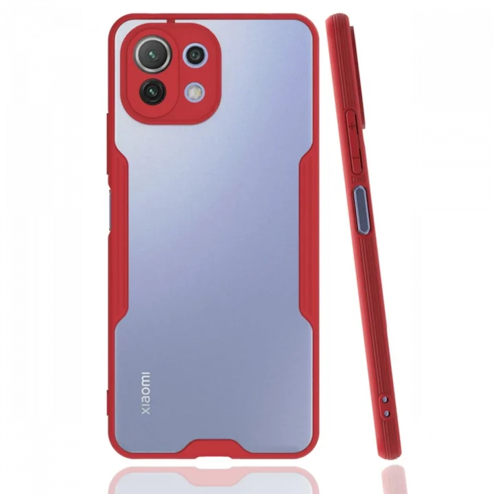 Mey İthalat®  Xiaomi Mİ 11 Lite Kılıf Platin Silikon - Kırmızı
