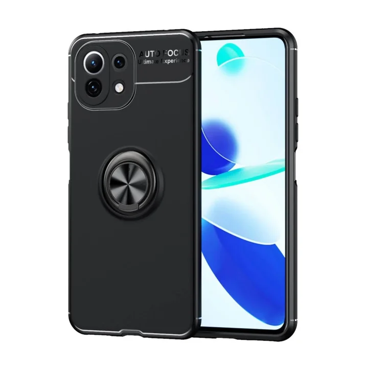 Mey İthalat®  Xiaomi Mİ 11 Lite Kılıf Range Yüzüklü Silikon - Siyah