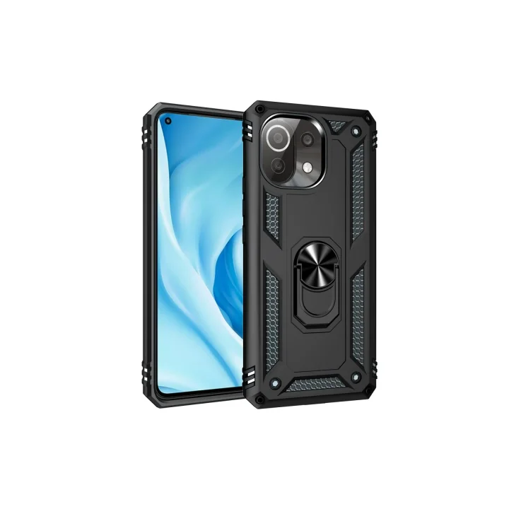 Mey İthalat®  Xiaomi Mİ 11 Lite Kılıf Sofya Yüzüklü Silikon Kapak - Siyah