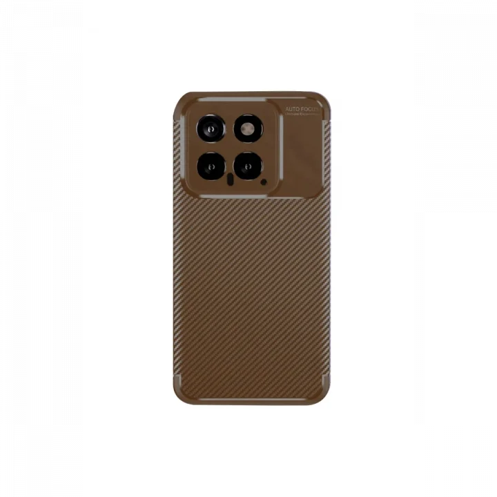 Mey İthalat®   Mi 14T Kılıf Auto Focus Karbon Kapak - Kahverengi