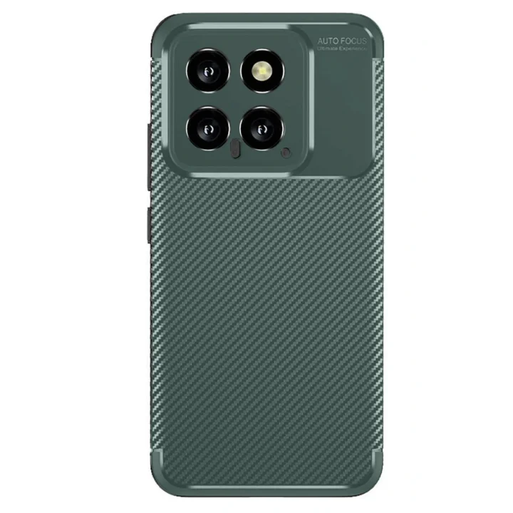 Mey İthalat®   Mi 14T Kılıf Auto Focus Karbon Kapak - Koyu Yeşil