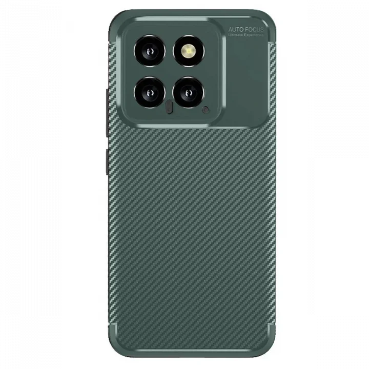 Mey İthalat®   Mi 14T Kılıf Auto Focus Karbon Kapak - Koyu Yeşil