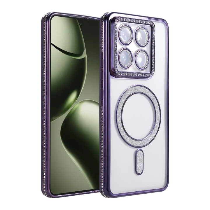 Mey İthalat®  Xiaomi Mi 14T Pro Joke Simli Magneticsafe Kılıf - Derin Mor