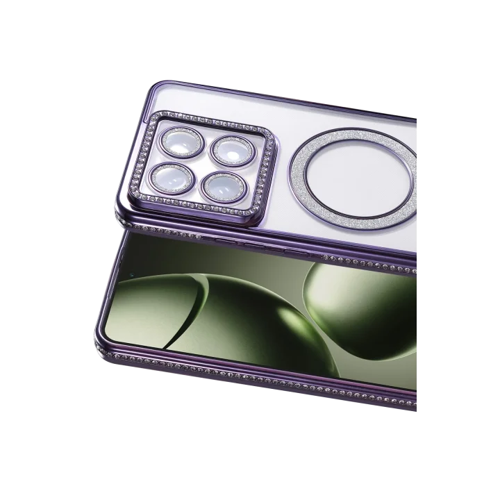 Mey İthalat®  Xiaomi Mi 14T Pro Joke Simli Magneticsafe Kılıf - Derin Mor