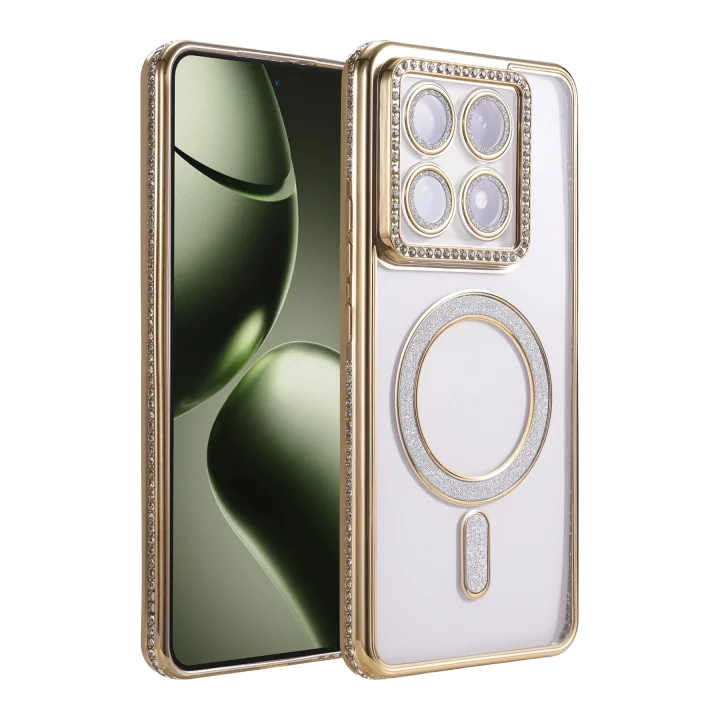 Mey İthalat®  Xiaomi Mi 14T Pro Joke Simli Magneticsafe Kılıf - Gold