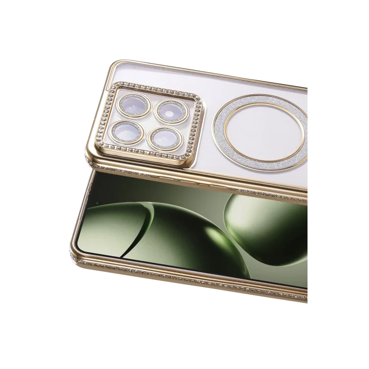 Mey İthalat®  Xiaomi Mi 14T Pro Joke Simli Magneticsafe Kılıf - Gold