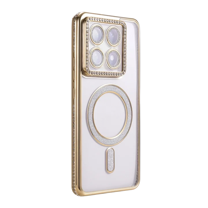 Mey İthalat®  Xiaomi Mi 14T Pro Joke Simli Magneticsafe Kılıf - Gold