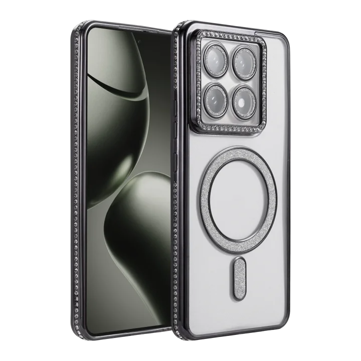 Mey İthalat®  Xiaomi Mi 14T Pro Joke Simli Magneticsafe Kılıf - Siyah