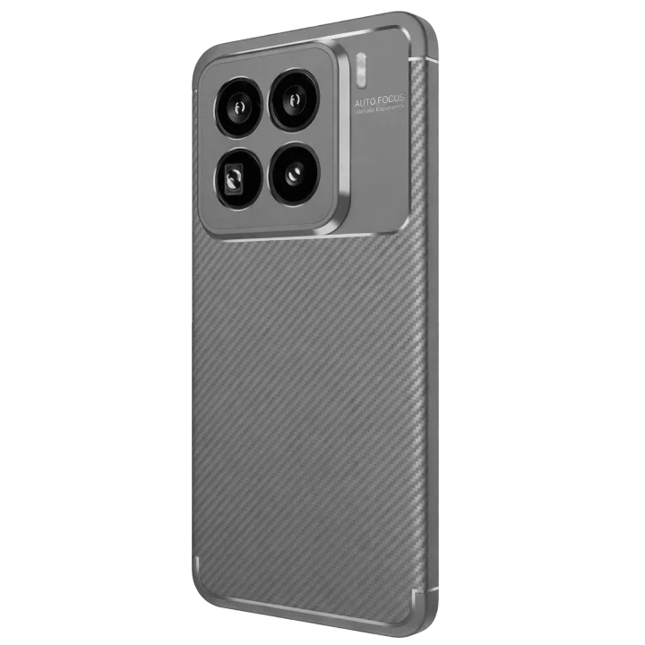 Mey İthalat®   Mi 15 Pro Kılıf Auto Focus Karbon Kapak - Gri