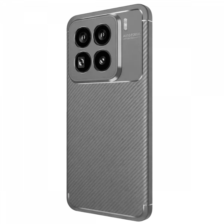 Mey İthalat®   Mi 15 Pro Kılıf Auto Focus Karbon Kapak - Gri