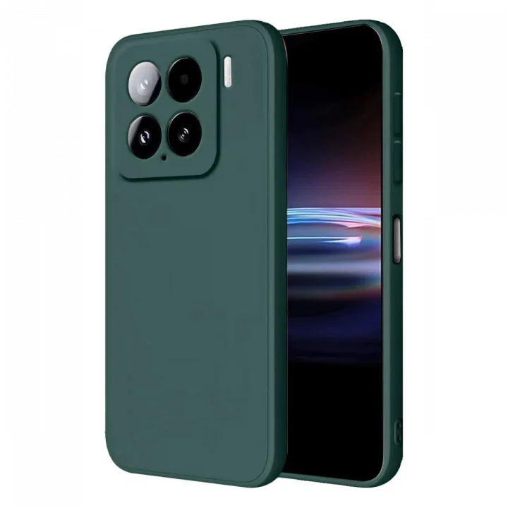 Mey İthalat®   Mi 15 Pro Kılıf Nano içi Kadife Silikon - Koyu Yeşil