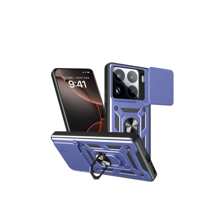 Mey İthalat®  Xiaomi Mi 15 Pro Kılıf Pars Lens Yüzüklü Silikon - Lacivert