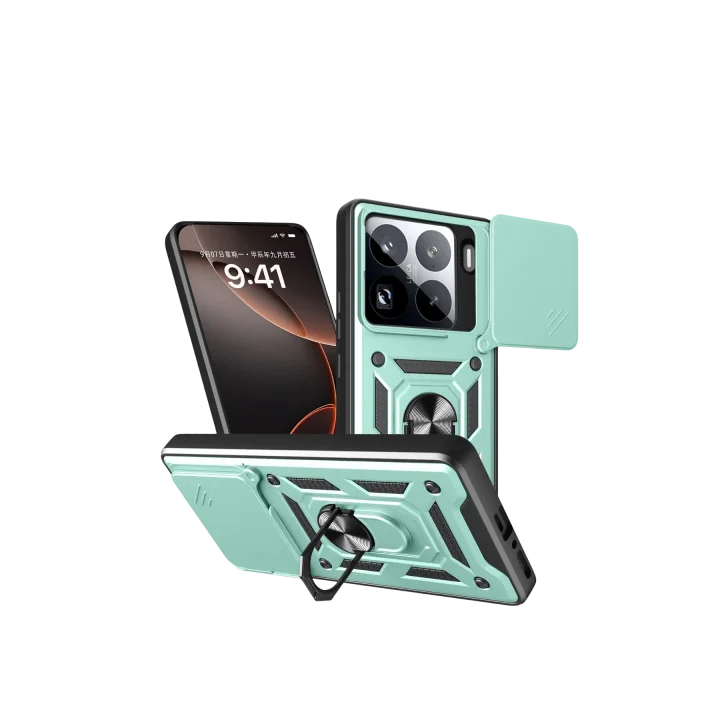 Mey İthalat®  Xiaomi Mi 15 Pro Kılıf Pars Lens Yüzüklü Silikon - Yeşil