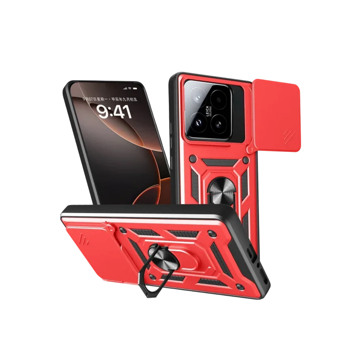 Mey İthalat®  Xiaomi Mi 15T Pars Lens Yüzüklü Silikon - Kırmızı