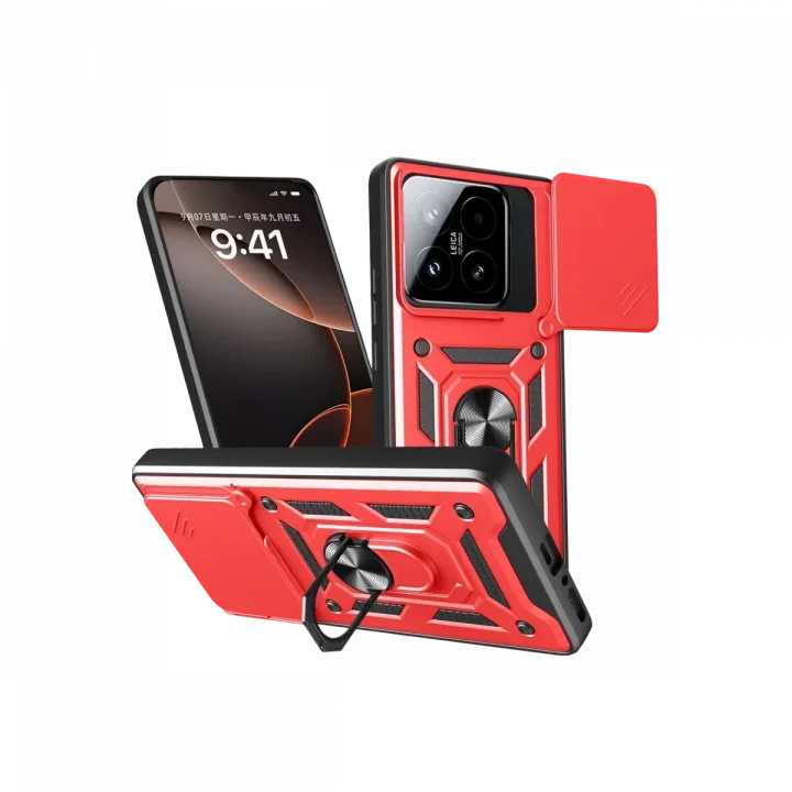 Mey İthalat®  Xiaomi Mi 15T Pars Lens Yüzüklü Silikon - Kırmızı