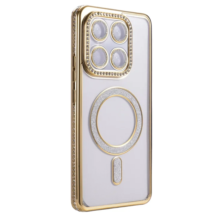 Mey İthalat®   Mi 15T Pro Joke Simli Magneticsafe Kılıf - Gold