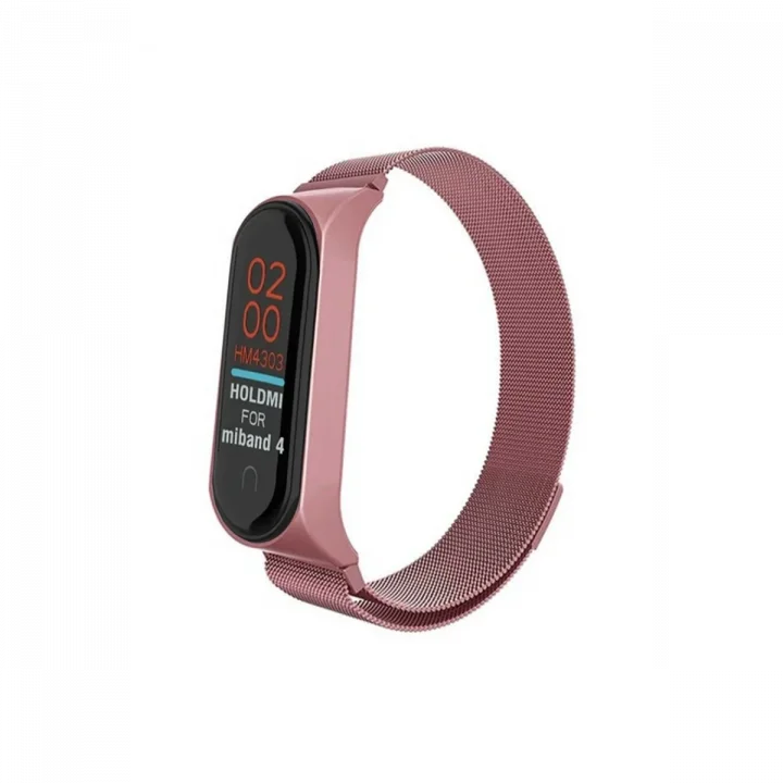 Mey İthalat®  Xiaomi Mi Band 4 Metal Mıknatıslı Kordon - Rose