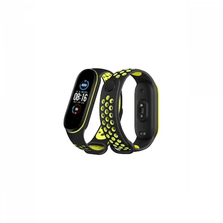 Mey İthalat®  Xiaomi Mi Band 4 Spor Delikli Kordon - Siyah-Yeşil