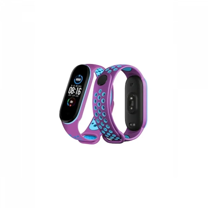 Mey İthalat®  Xiaomi Mi Band 6 Spor Delikli Kordon - Mor-Mavi