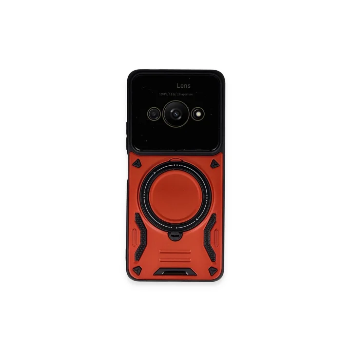 Mey İthalat®   Poco C61 Kılıf Joy Lens Standlı Kapak - Kırmızı