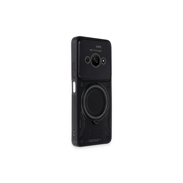 Mey İthalat®   Poco C61 Kılıf Joy Lens Standlı Kapak - Siyah