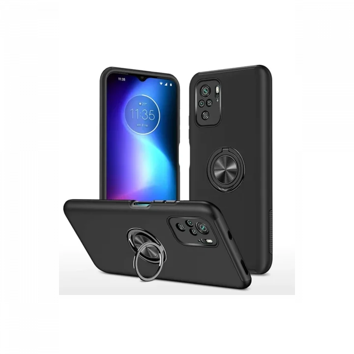 Mey İthalat®   Poco F3 Kılıf Elit Yüzüklü Kapak - Siyah