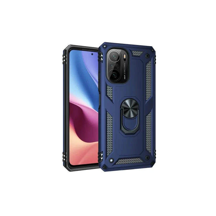 Mey İthalat®  Xiaomi Poco F3 Kılıf Sofya Yüzüklü Silikon Kapak - Lacivert