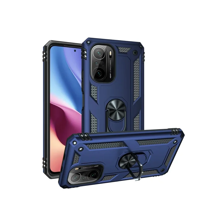 Mey İthalat®  Xiaomi Poco F3 Kılıf Sofya Yüzüklü Silikon Kapak - Lacivert