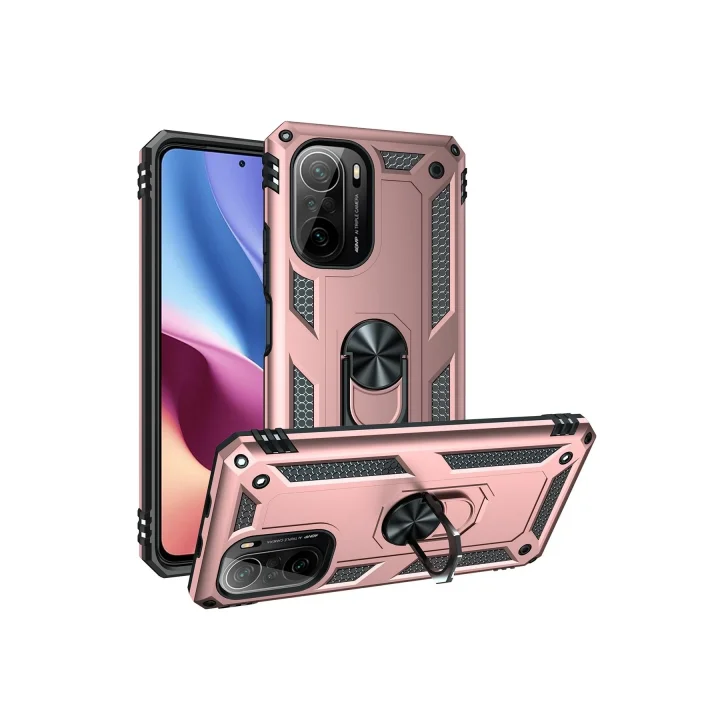 Mey İthalat®  Xiaomi Poco F3 Kılıf Sofya Yüzüklü Silikon Kapak - Rose