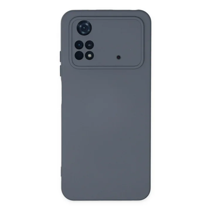 Mey İthalat®   Poco M4 Pro 4G Kılıf Nano içi Kadife Silikon - Gri