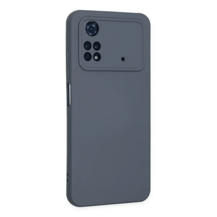 Mey İthalat®   Poco M4 Pro 4G Kılıf Nano içi Kadife Silikon - Gri