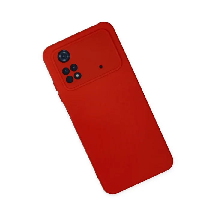 Mey İthalat®   Poco M4 Pro 4G Kılıf Nano içi Kadife Silikon - Kırmızı