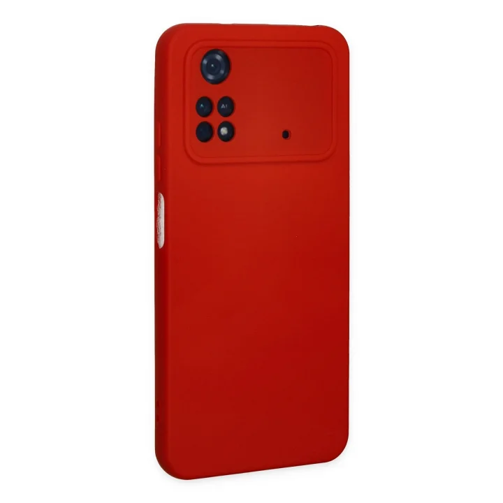 Mey İthalat®   Poco M4 Pro 4G Kılıf Nano içi Kadife Silikon - Kırmızı