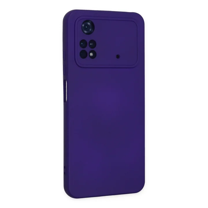 Mey İthalat®   Poco M4 Pro 4G Kılıf Nano içi Kadife Silikon - Mor