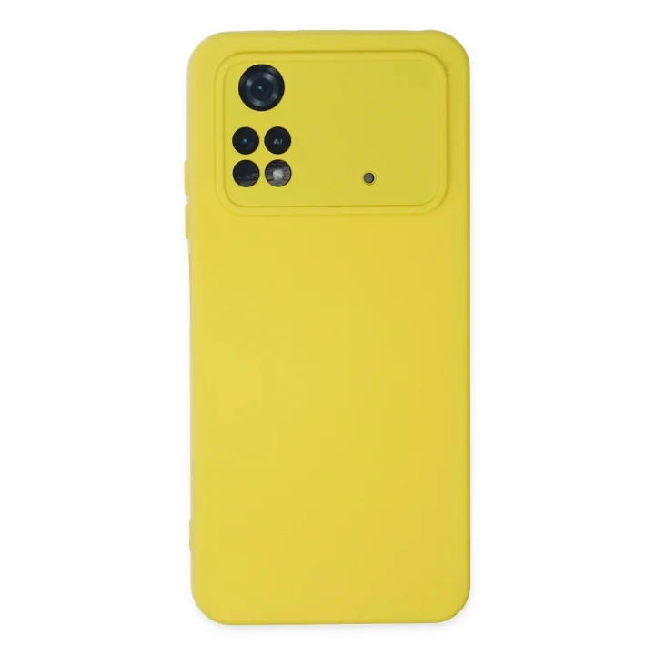 Mey İthalat®   Poco M4 Pro 4G Kılıf Nano içi Kadife Silikon - Sarı