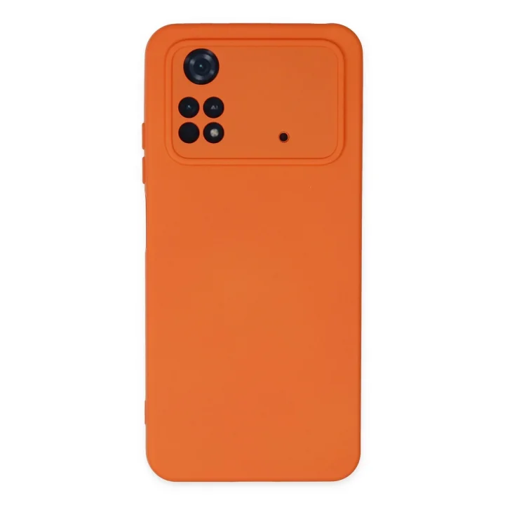 Mey İthalat®   Poco M4 Pro 4G Kılıf Nano içi Kadife Silikon - Turuncu