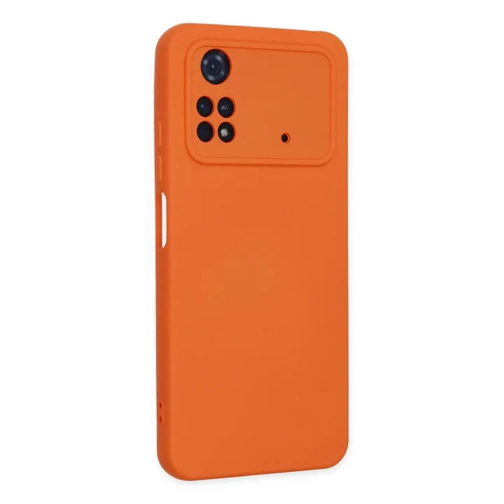 Mey İthalat®   Poco M4 Pro 4G Kılıf Nano içi Kadife Silikon - Turuncu