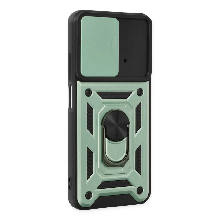 Mey İthalat®  Xiaomi Poco M4 Pro 4G Kılıf Pars Lens Yüzüklü Silikon - Yeşil