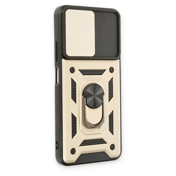 Mey İthalat®  Xiaomi Poco M4 Pro 5G Kılıf Pars Lens Yüzüklü Silikon - Gold