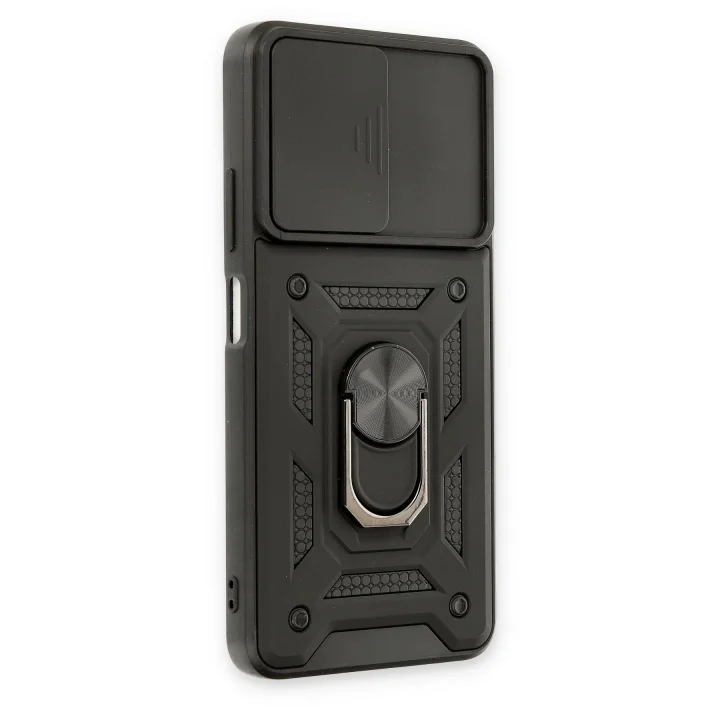 Mey İthalat®  Xiaomi Poco M4 Pro 5G Kılıf Pars Lens Yüzüklü Silikon - Siyah