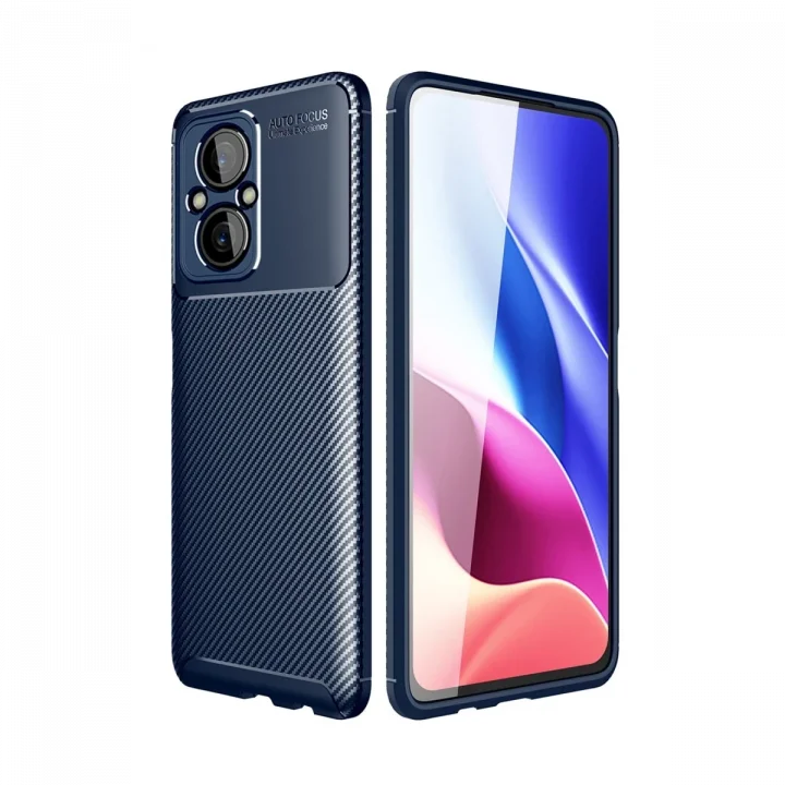 Mey İthalat®  Xiaomi Poco M5 Kılıf Auto Focus Karbon Kapak - Lacivert