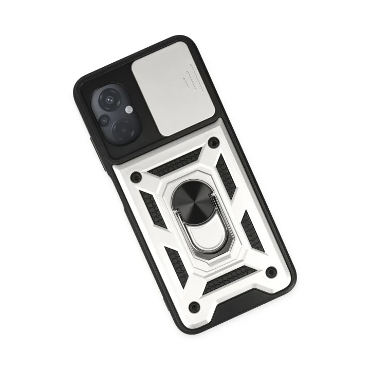 Mey İthalat®  Xiaomi Poco M5 Kılıf Pars Lens Yüzüklü Silikon - Gümüş