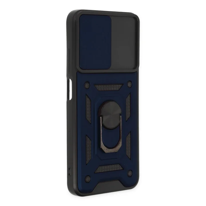 Mey İthalat®  Xiaomi Poco M5 Kılıf Pars Lens Yüzüklü Silikon - Lacivert