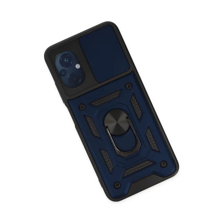 Mey İthalat®  Xiaomi Poco M5 Kılıf Pars Lens Yüzüklü Silikon - Lacivert