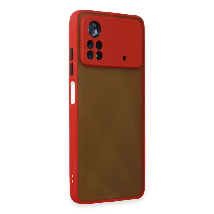 Mey İthalat®  Xiaomi Poco X4 Pro 5G Kılıf Montreal Silikon Kapak - Kırmızı