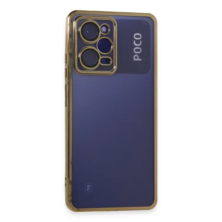 Mey İthalat®  Xiaomi Poco X5 Pro 5G Kılıf  Lensli Silikon - Gold