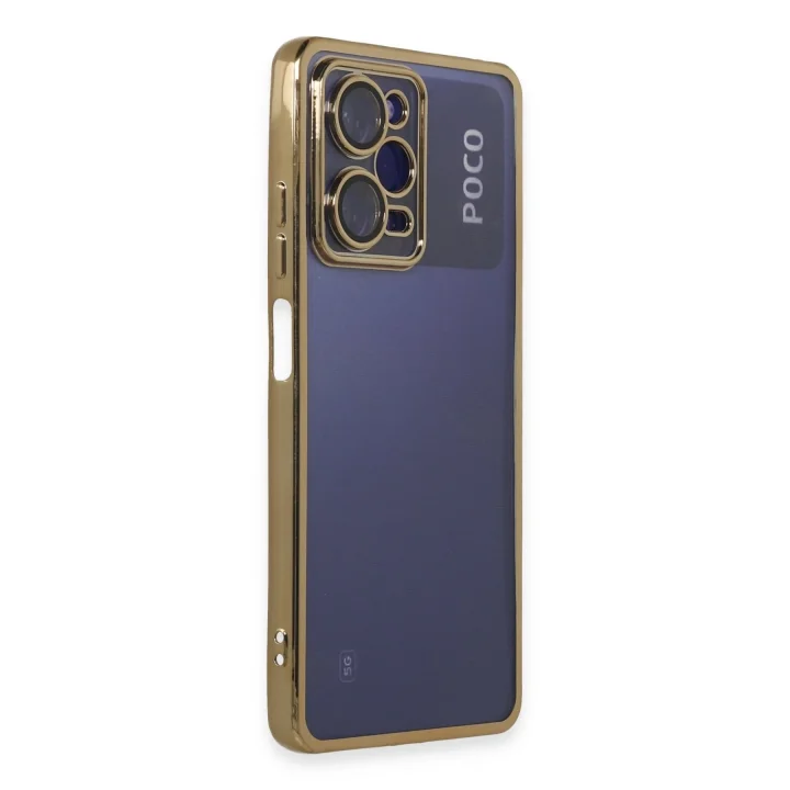 Mey İthalat®  Xiaomi Poco X5 Pro 5G Kılıf  Lensli Silikon - Gold